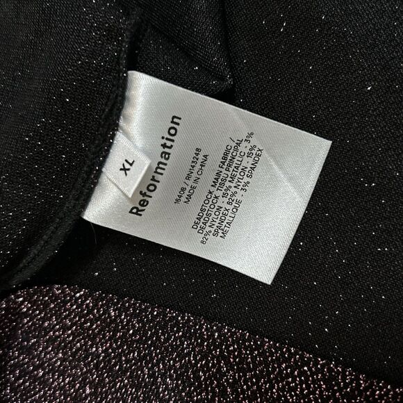 Reformation Riley Fit & Flare Long Sleeve Purple Black Metallic Dress Size XL - Picture 9 of 9